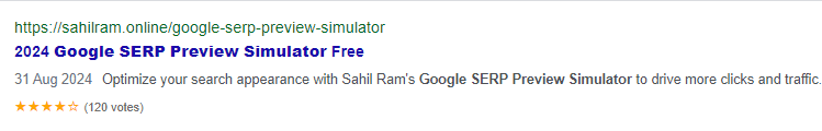 Google SERP Preview Simulator in Desktop