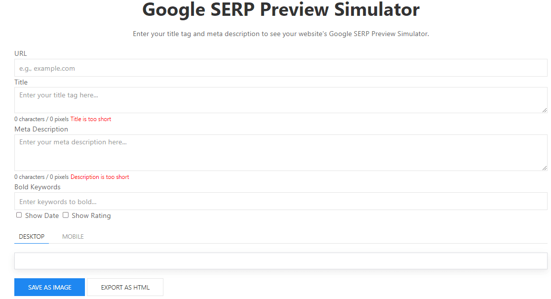 google serp preview simulator